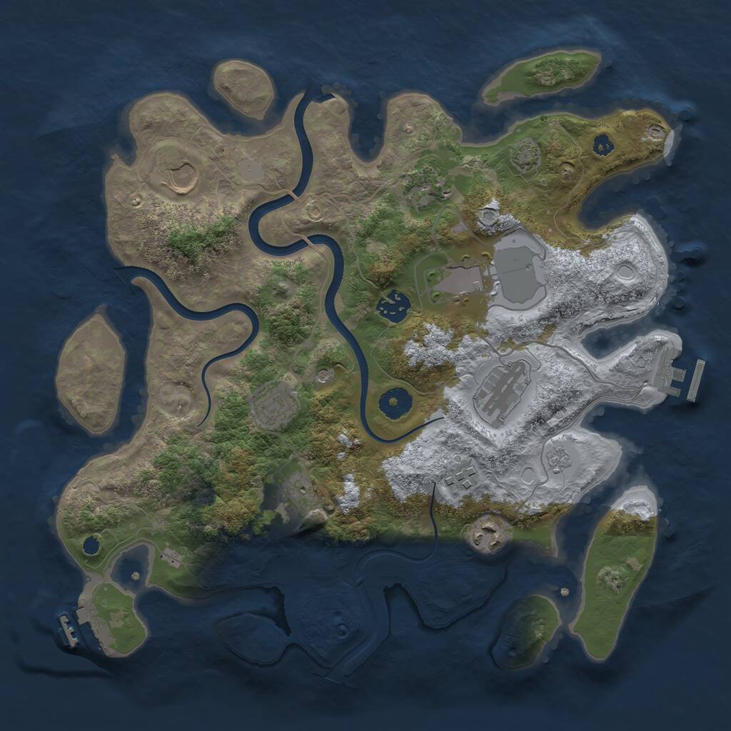 Rust Map: Procedural Map, Size: 3500, Seed: 658053073, 15 Monuments