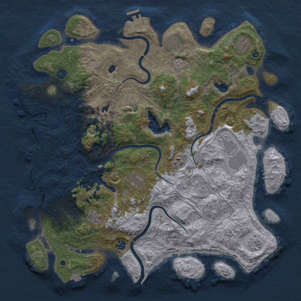 Rust Map: Procedural Map, Size: 4500, Seed: 418467924, 16 Monuments