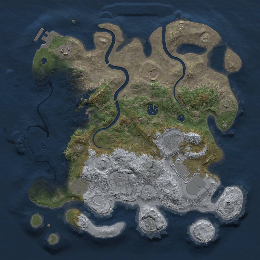 Rust Map: Procedural Map, Size: 3500, Seed: 77803, 15 Monuments