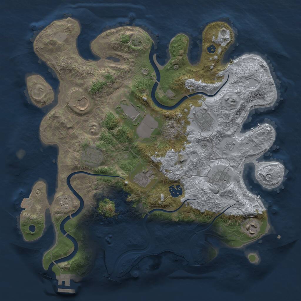 Rust Map: Procedural Map, Size: 3500, Seed: 1364678607, 14 Monuments