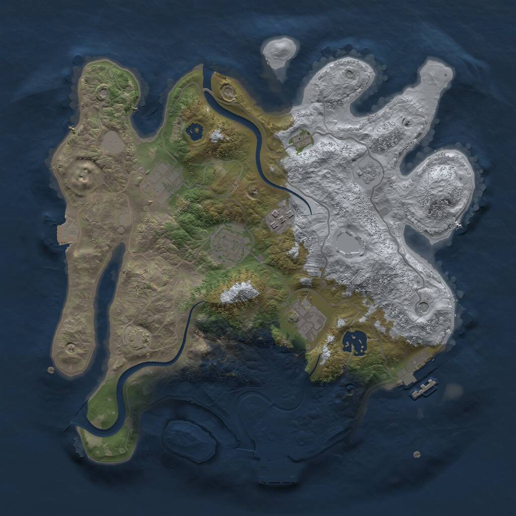 Rust Map: Procedural Map, Size: 3000, Seed: 1855942185, 11 Monuments
