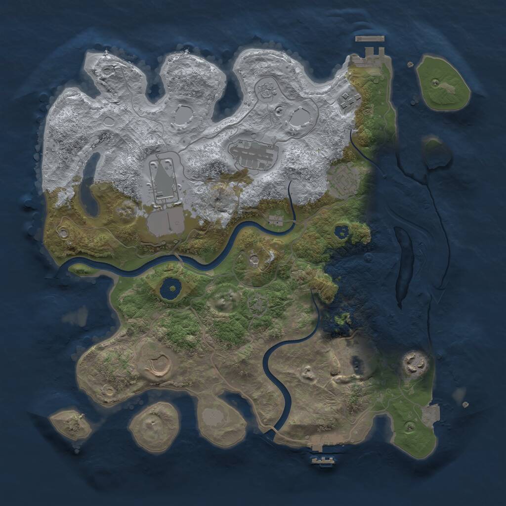 Rust Map: Procedural Map, Size: 3500, Seed: 426302110, 13 Monuments