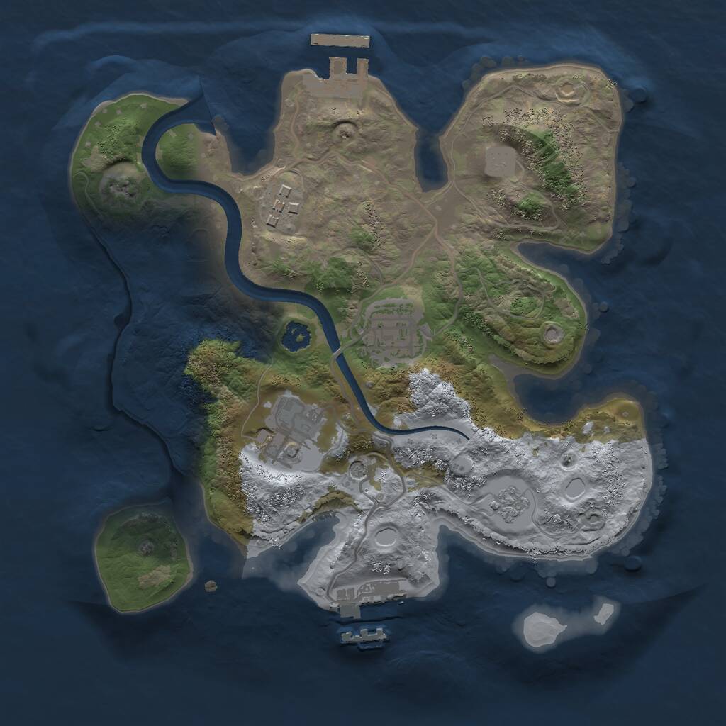 Rust Map: Procedural Map, Size: 2500, Seed: 36862651, 8 Monuments