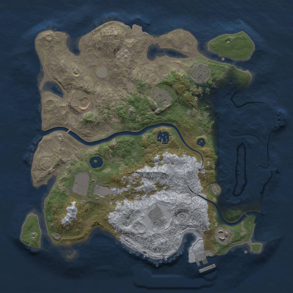 Rust Map: Procedural Map, Size: 3500, Seed: 1968177825, 13 Monuments