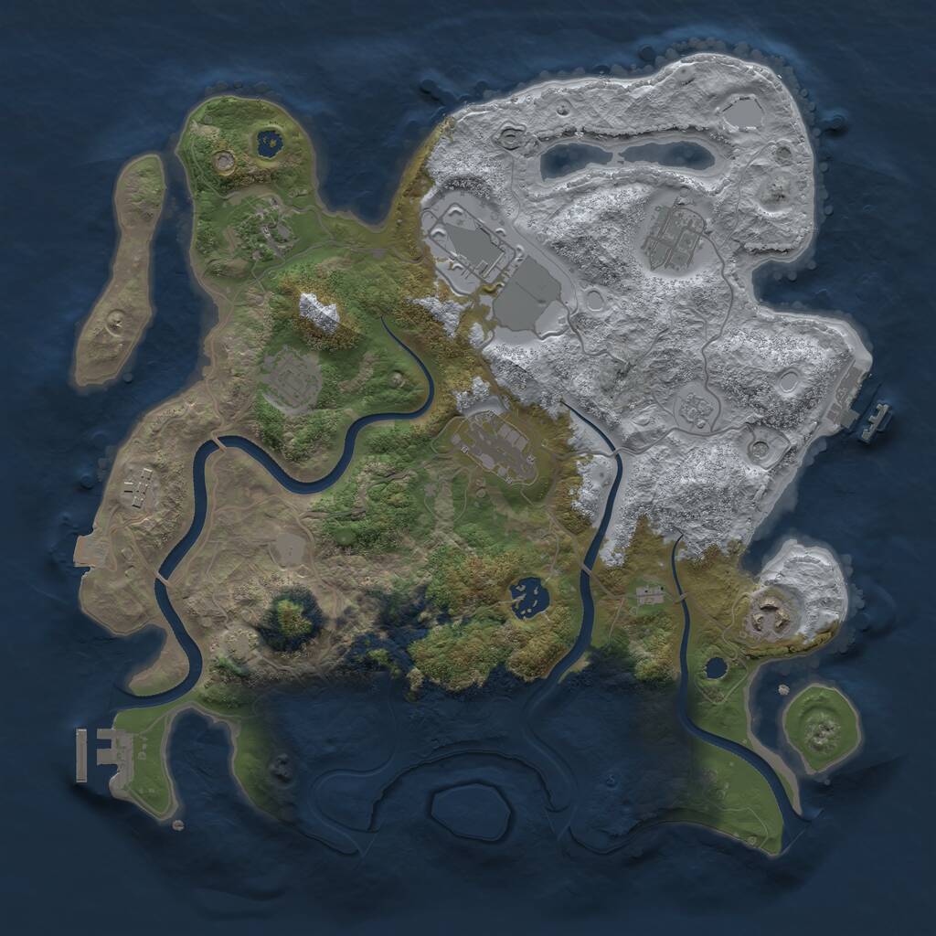 Rust Map: Procedural Map, Size: 3500, Seed: 853349898, 14 Monuments
