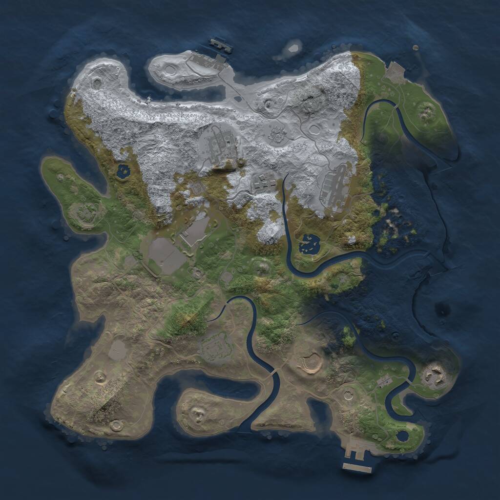 Rust Map: Procedural Map, Size: 3500, Seed: 13974, 14 Monuments