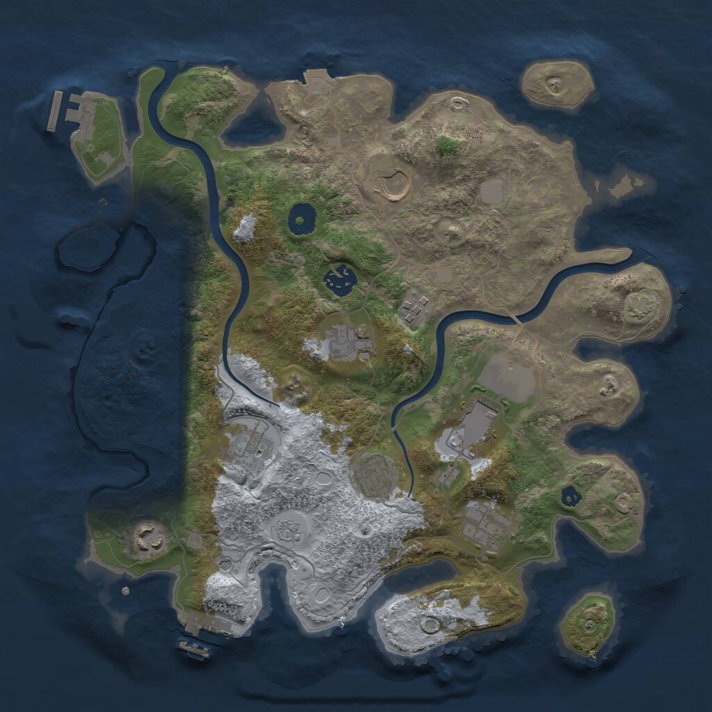 Rust Map: Procedural Map, Size: 3500, Seed: 123047, 15 Monuments