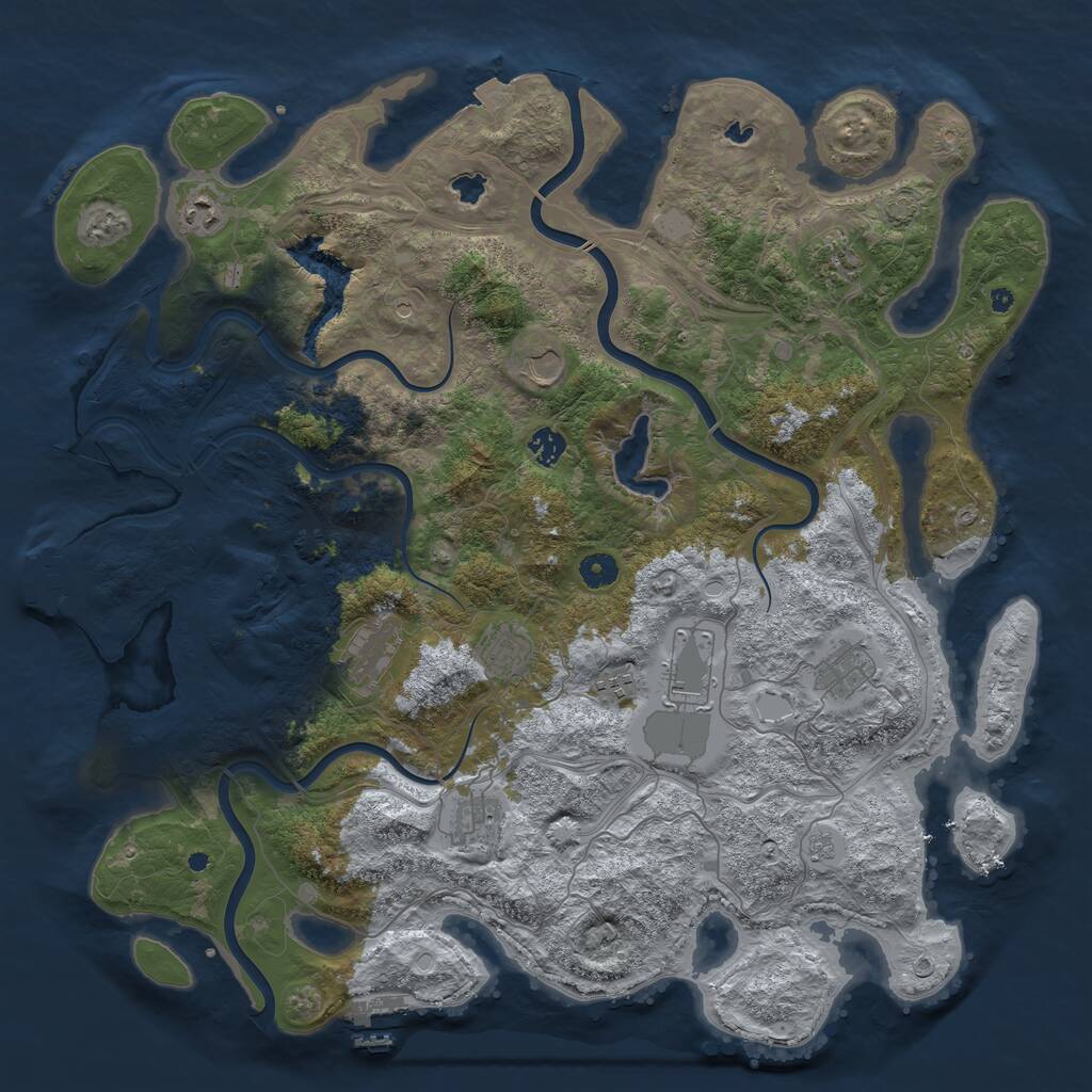 Rust Map: Procedural Map, Size: 4500, Seed: 1092526978, 16 Monuments