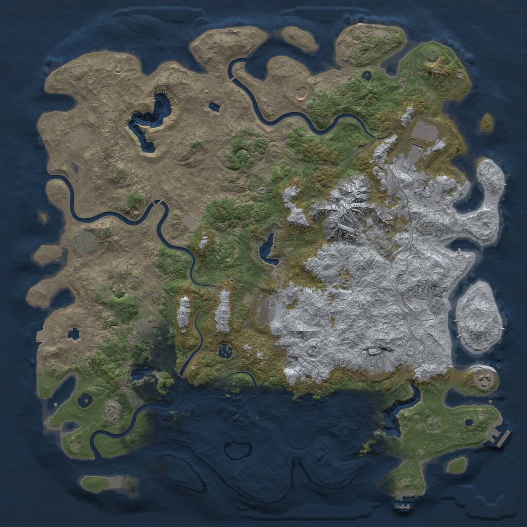 Rust Map: Procedural Map, Size: 5500, Seed: 933825890, 17 Monuments