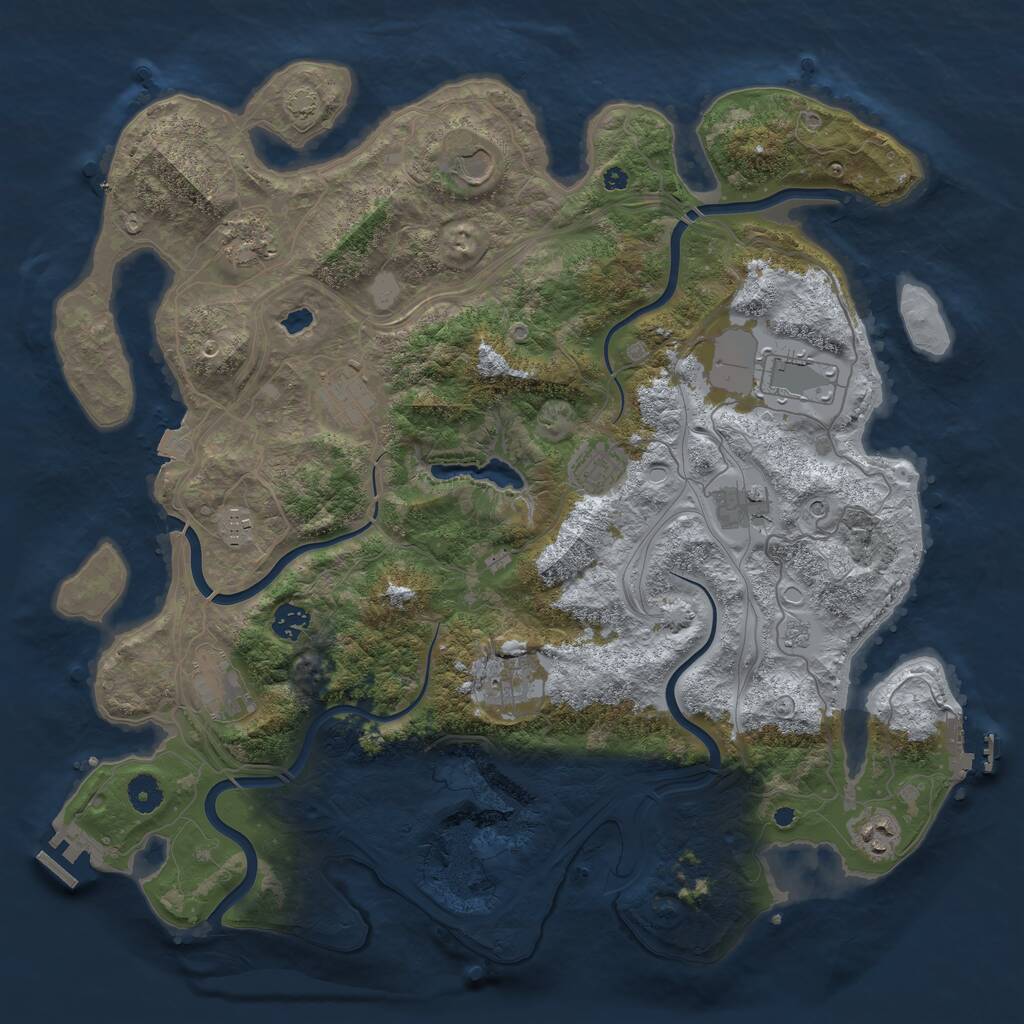 Rust Map: Procedural Map, Size: 4250, Seed: 516649, 17 Monuments