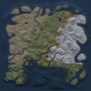 Thumbnail Rust Map: Procedural Map, Size: 4499, Seed: 932159284, 17 Monuments