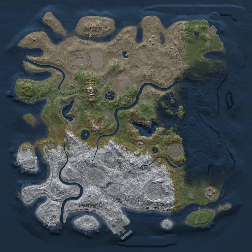 Rust Map: Procedural Map, Size: 4000, Seed: 477113355, 13 Monuments