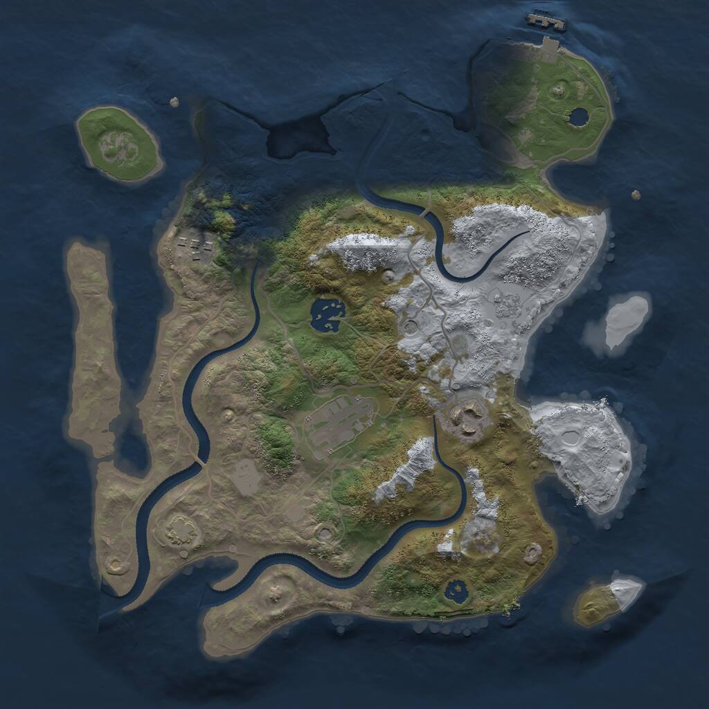 Rust Map: Procedural Map, Size: 3000, Seed: 48475, 9 Monuments
