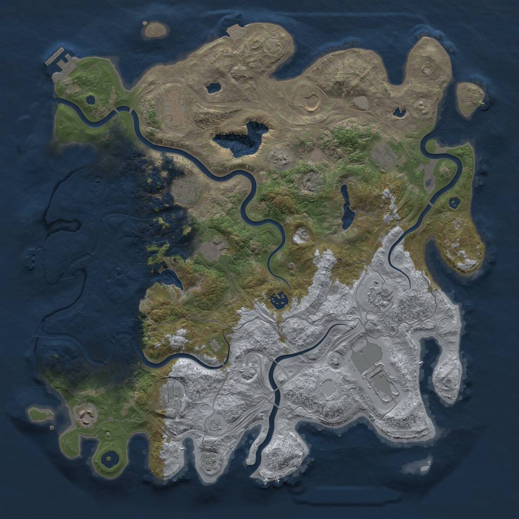 Rust Map: Procedural Map, Size: 4500, Seed: 2136171443, 17 Monuments