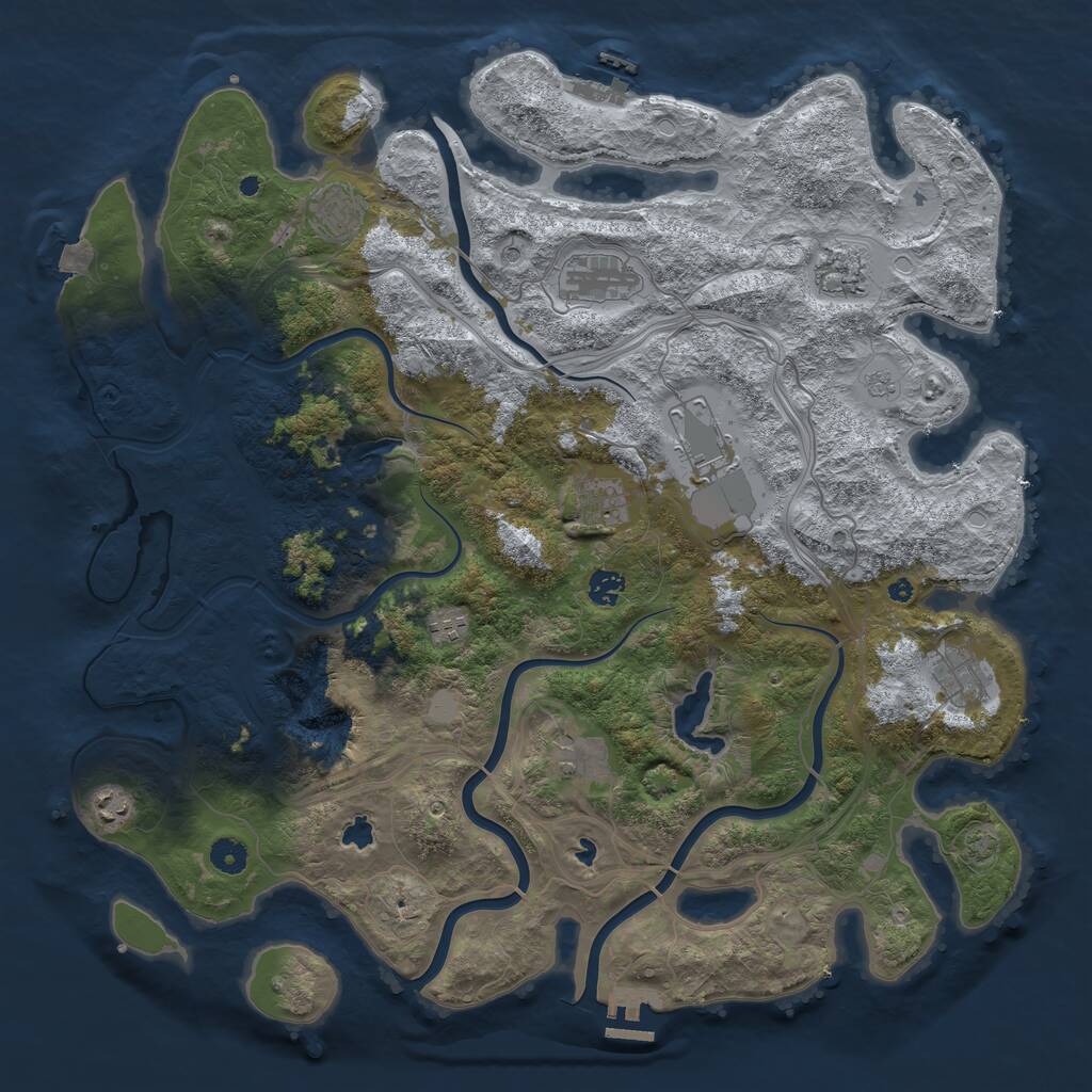 Rust Map: Procedural Map, Size: 4500, Seed: 799261640, 16 Monuments