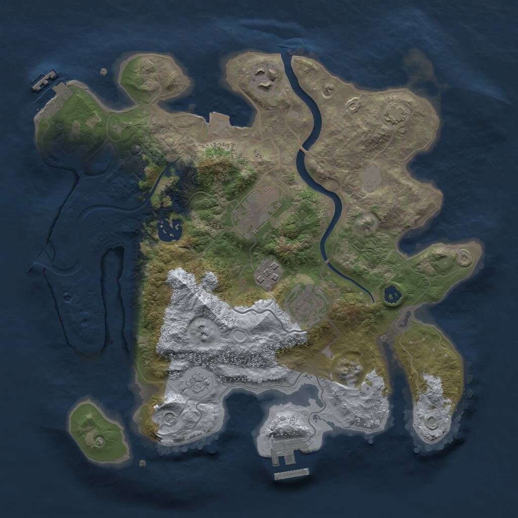 Rust Map: Procedural Map, Size: 3000, Seed: 447349384, 11 Monuments