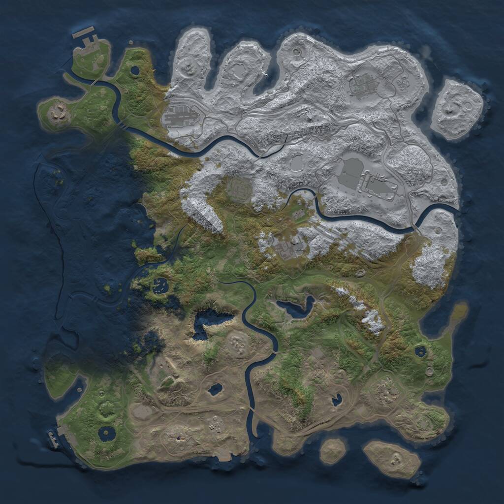 Rust Map: Procedural Map, Size: 4500, Seed: 1427372100, 16 Monuments