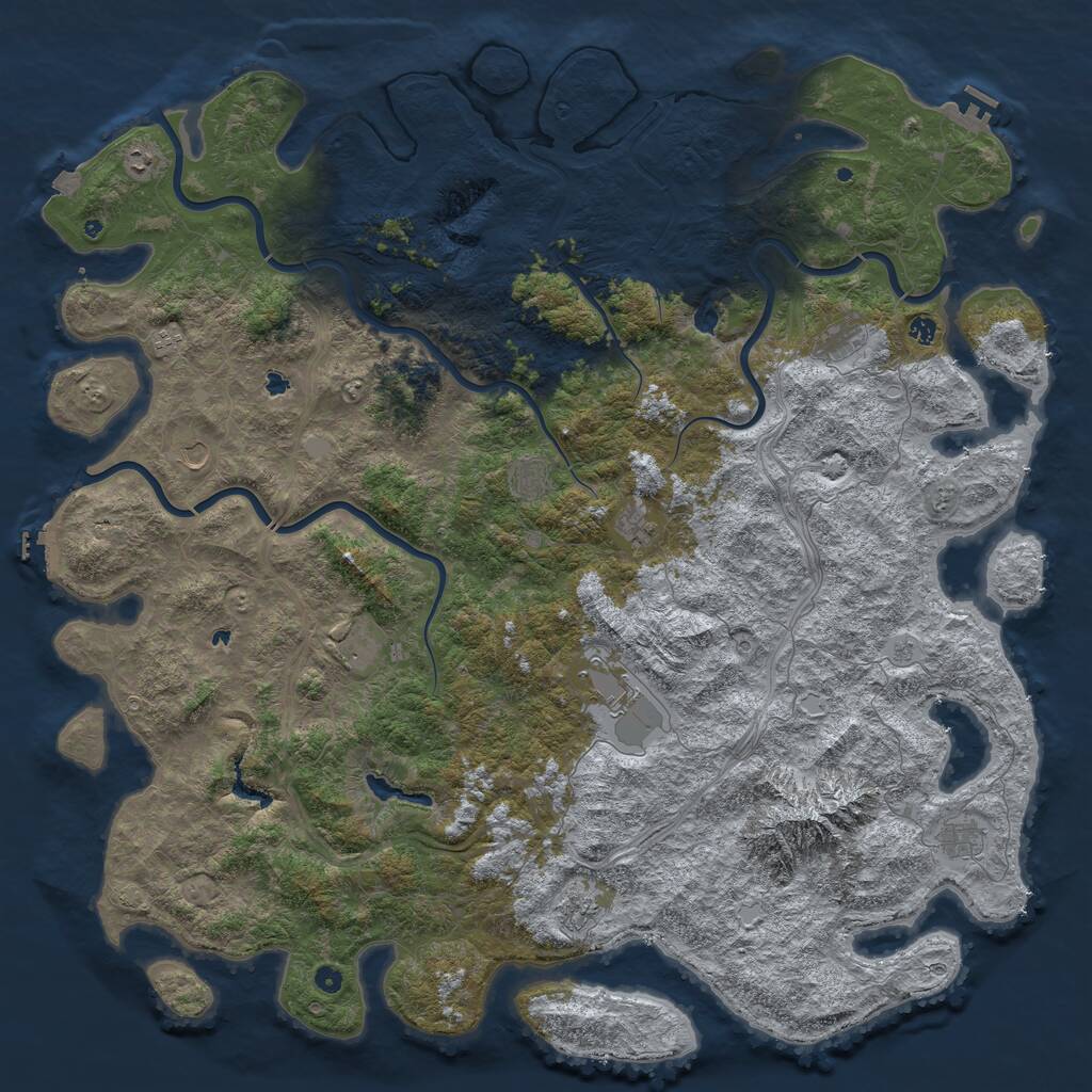 Rust Map: Procedural Map, Size: 6000, Seed: 47878, 17 Monuments