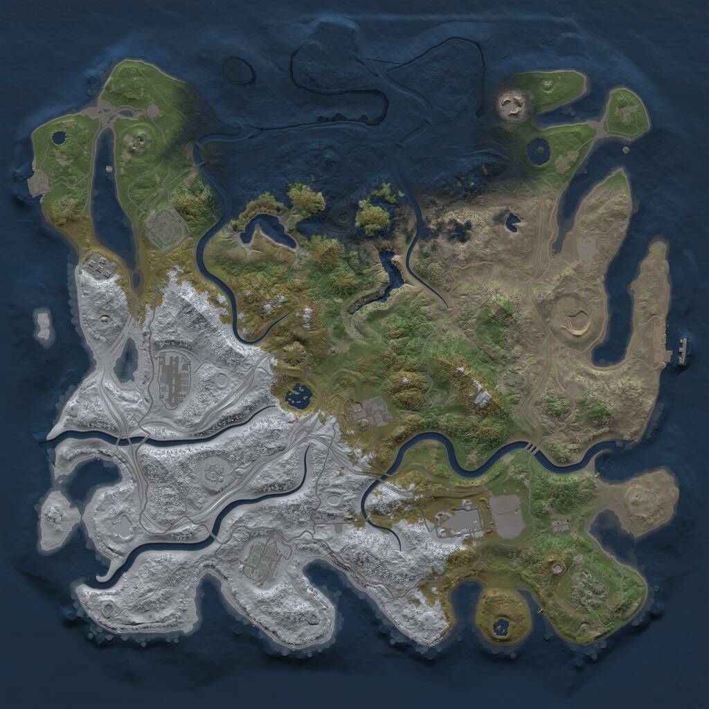 Rust Map: Procedural Map, Size: 4250, Seed: 598289717, 16 Monuments