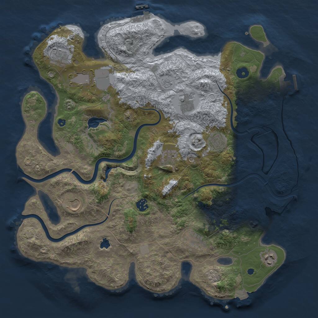 Rust Map: Procedural Map, Size: 4000, Seed: 1384870952, 16 Monuments