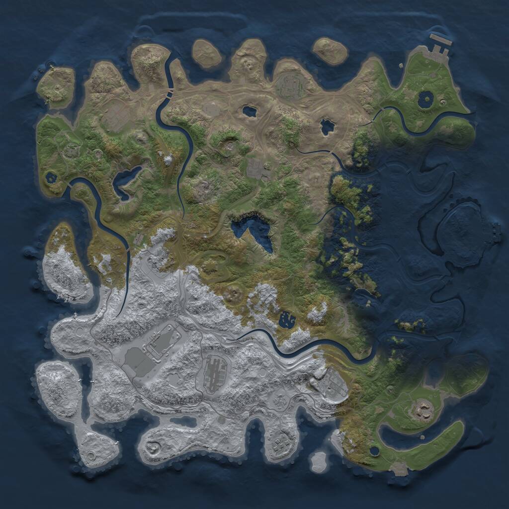 Rust Map: Procedural Map, Size: 4500, Seed: 1189340439, 16 Monuments