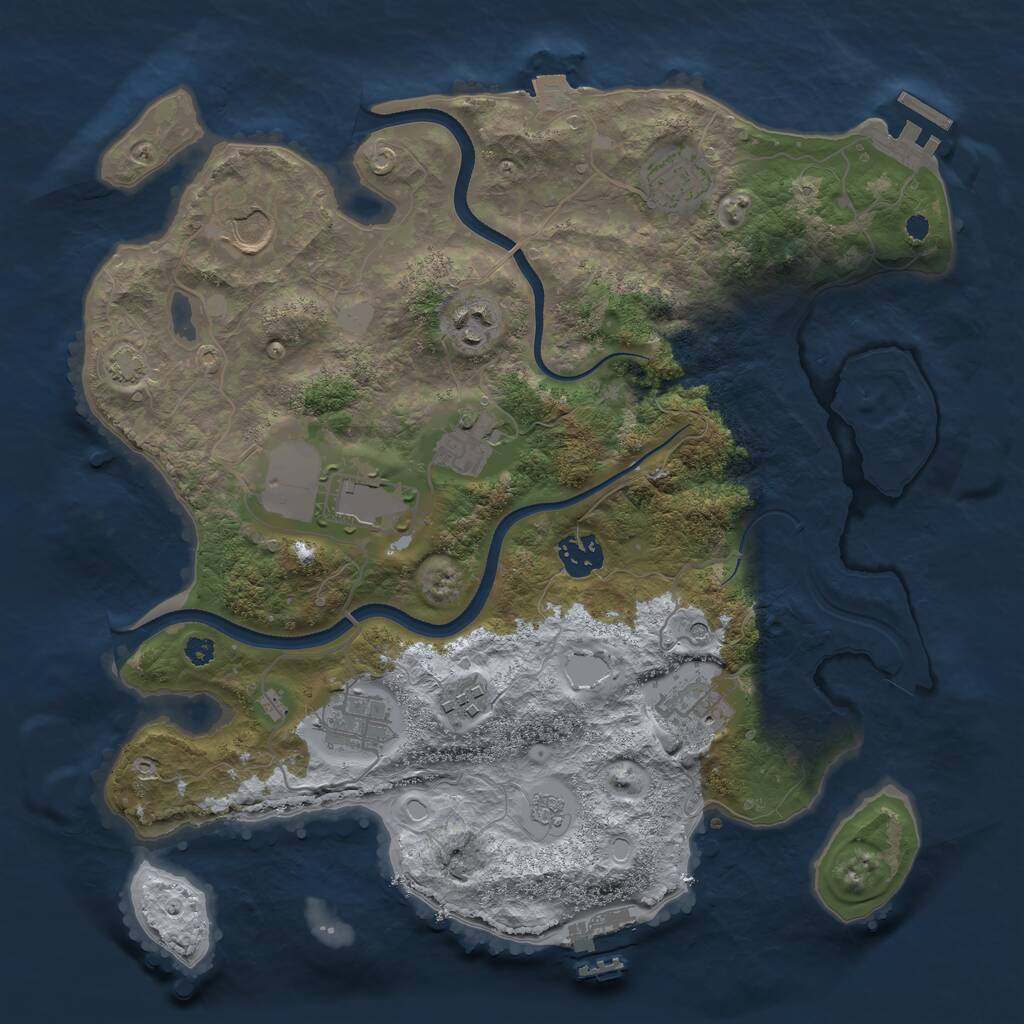 Rust Map: Procedural Map, Size: 3500, Seed: 3245, 15 Monuments