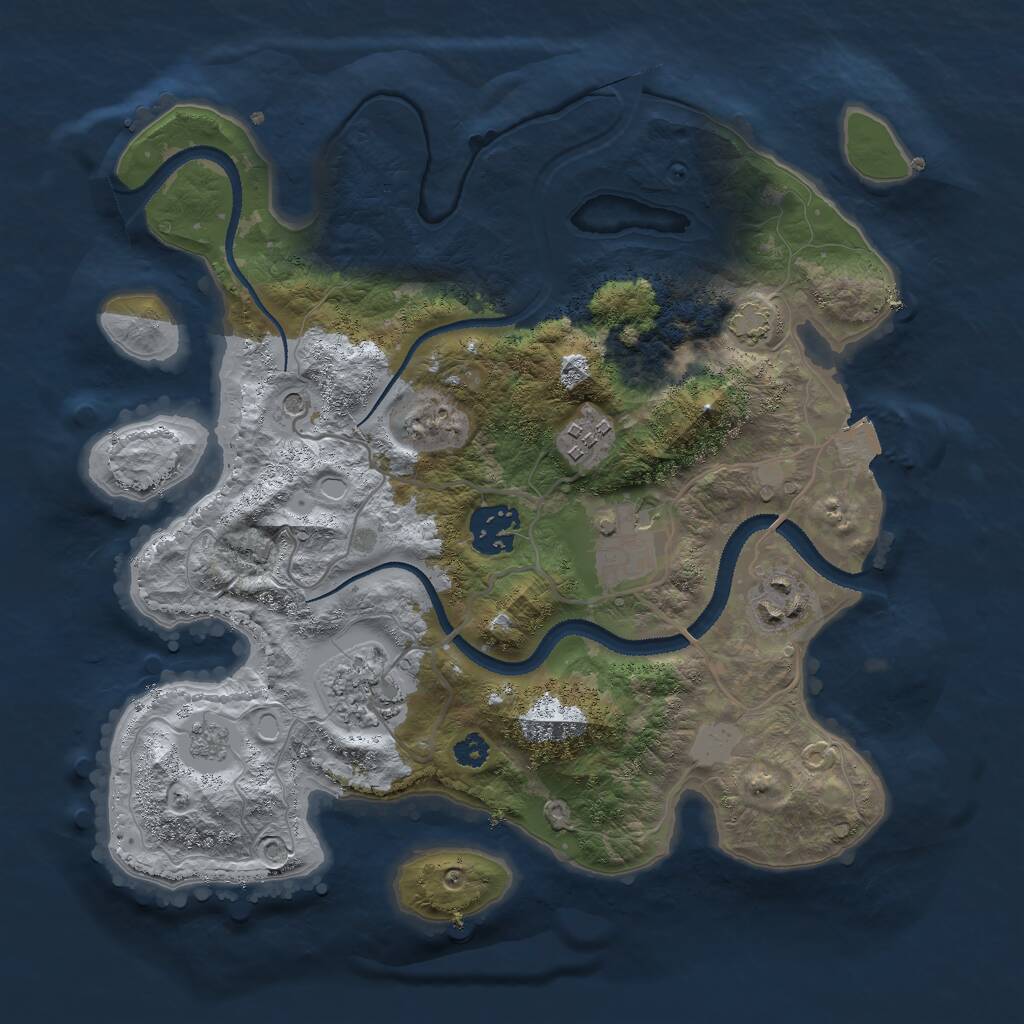 Rust Map: Procedural Map, Size: 3000, Seed: 3086548, 9 Monuments
