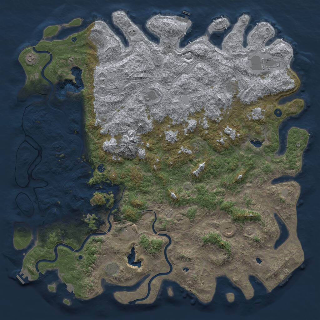 Rust Map: Procedural Map, Size: 6000, Seed: 1214497996, 17 Monuments