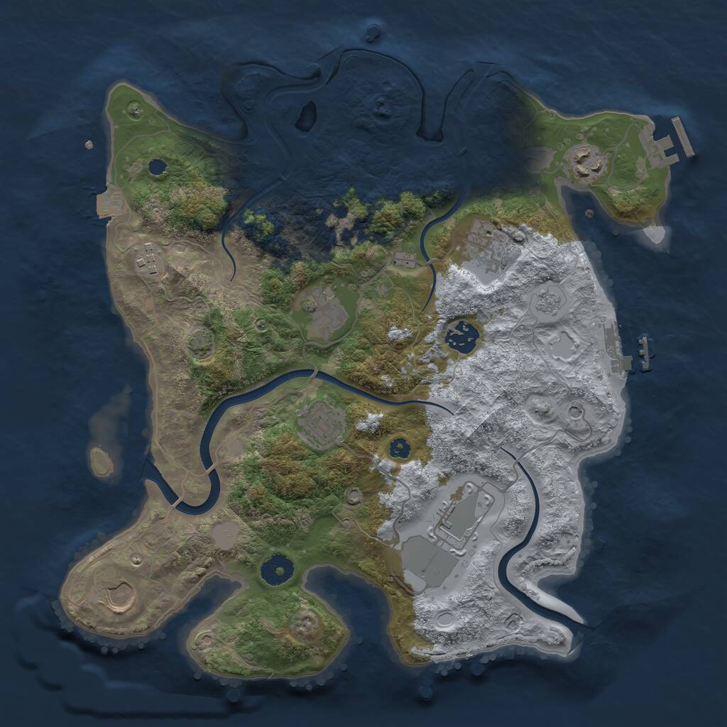 Rust Map: Procedural Map, Size: 3500, Seed: 1485536519, 14 Monuments