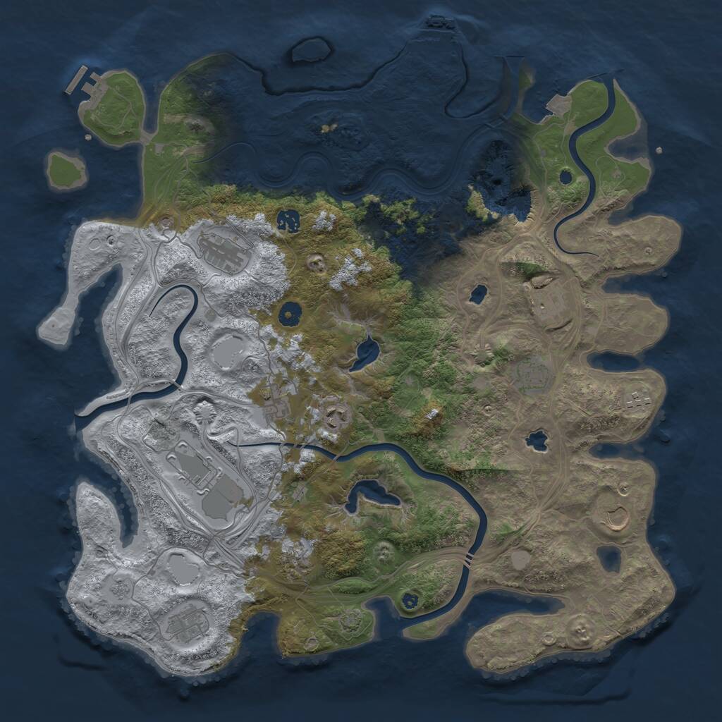 Rust Map: Procedural Map, Size: 4500, Seed: 1144972598, 17 Monuments