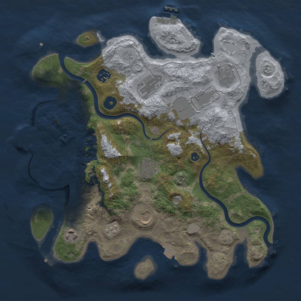 Rust Map: Procedural Map, Size: 3500, Seed: 605325970, 14 Monuments