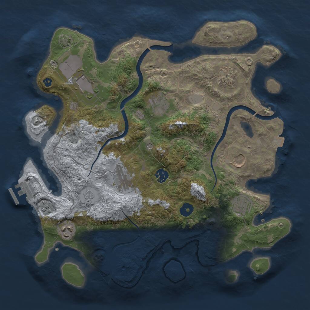 Rust Map: Procedural Map, Size: 3500, Seed: 462197442, 14 Monuments