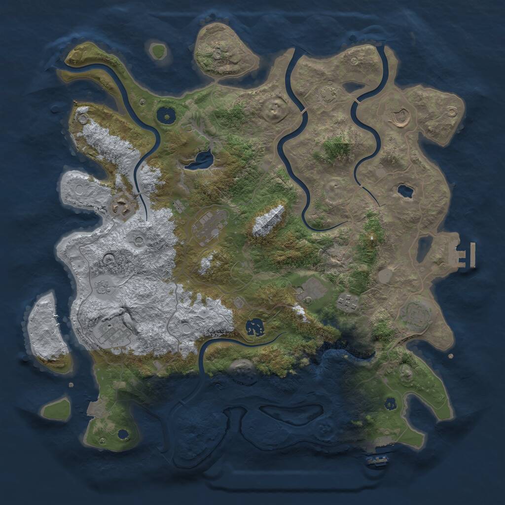Rust Map: Procedural Map, Size: 4050, Seed: 885108253, 14 Monuments