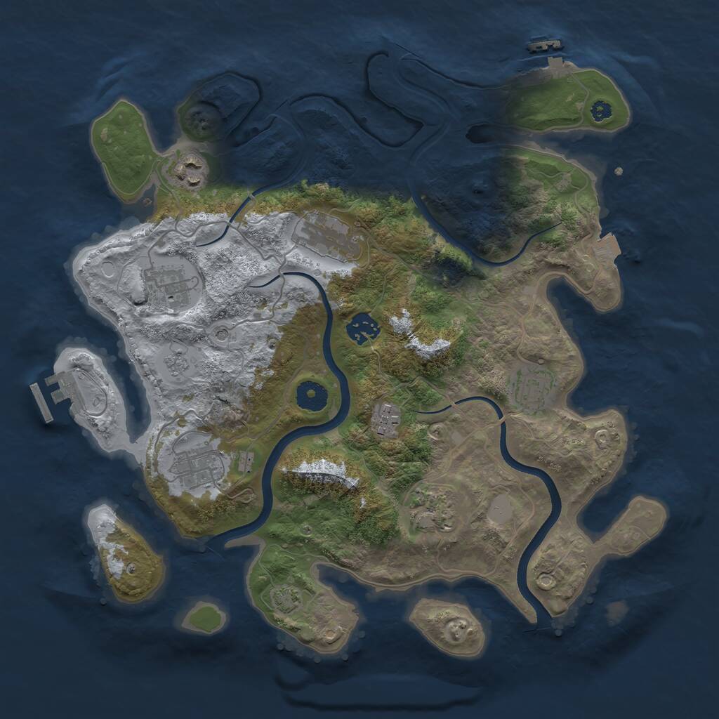 Rust Map: Procedural Map, Size: 3500, Seed: 571658985, 14 Monuments