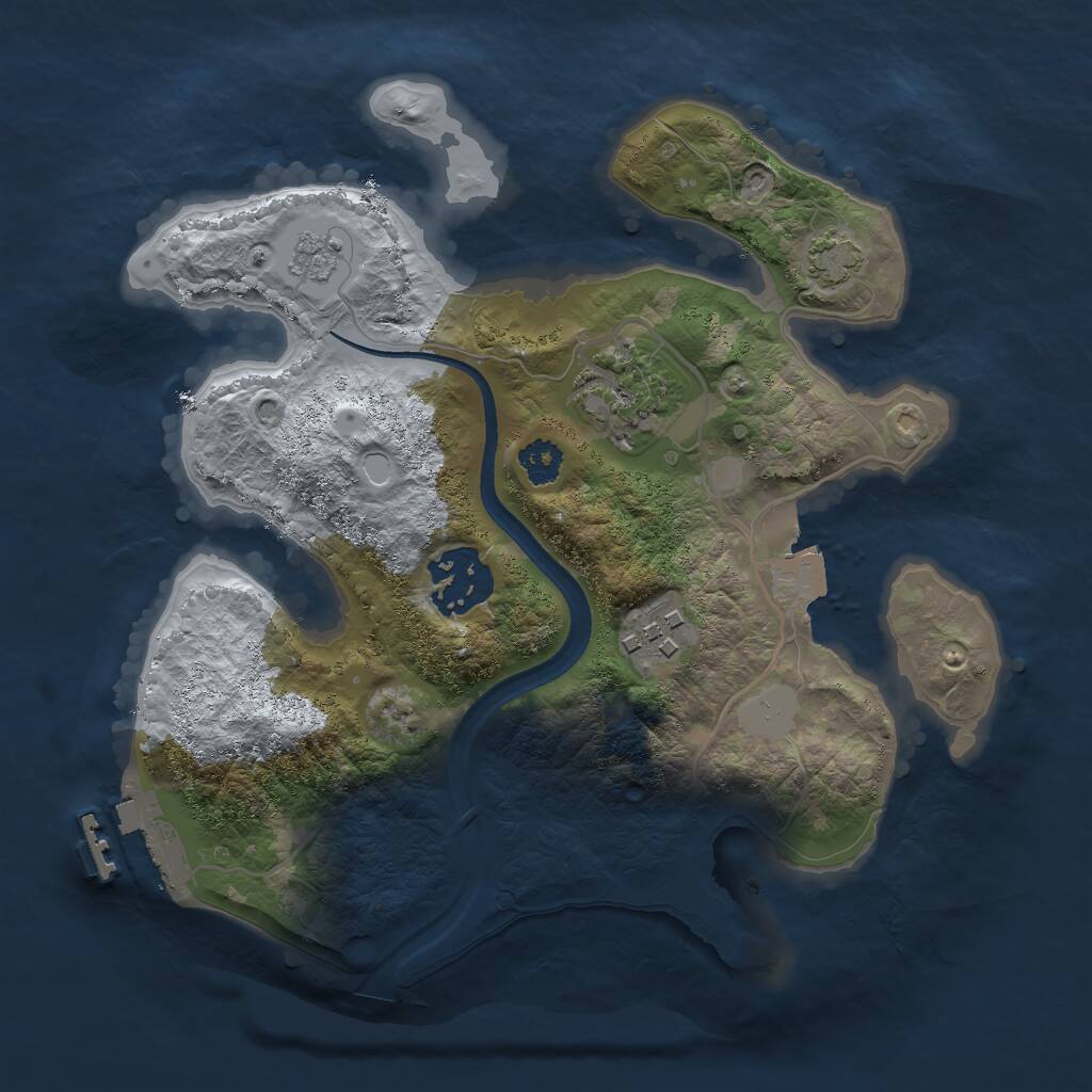Rust Map: Procedural Map, Size: 2500, Seed: 1336738843, 7 Monuments