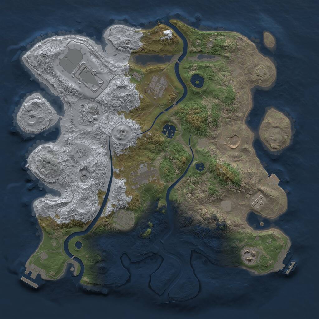 Rust Map: Procedural Map, Size: 3500, Seed: 619856449, 15 Monuments
