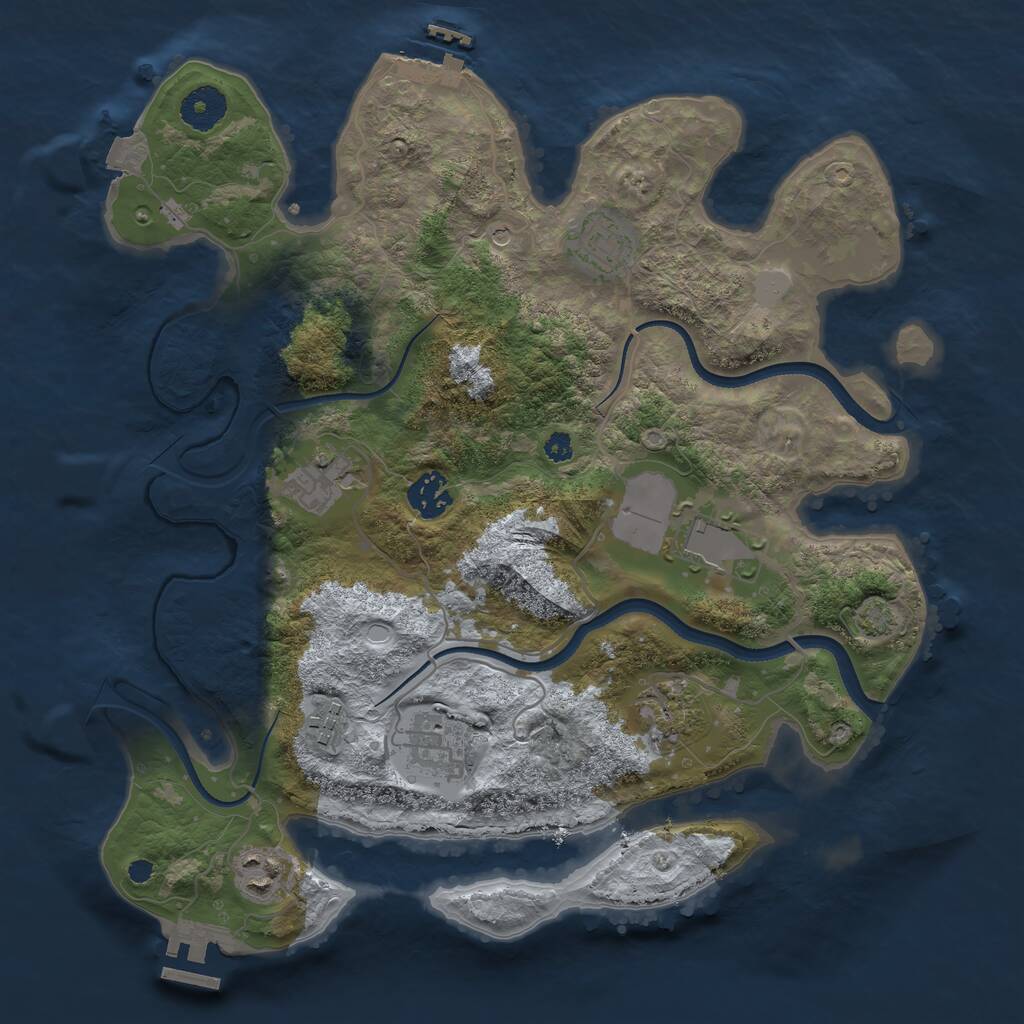 Rust Map: Procedural Map, Size: 3500, Seed: 451693327, 13 Monuments