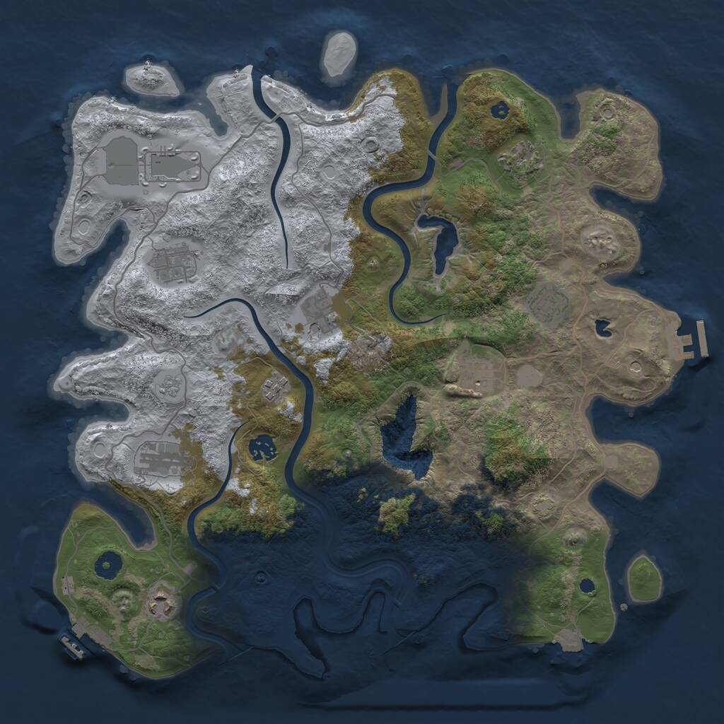 Rust Map: Procedural Map, Size: 4000, Seed: 1336738843, 16 Monuments