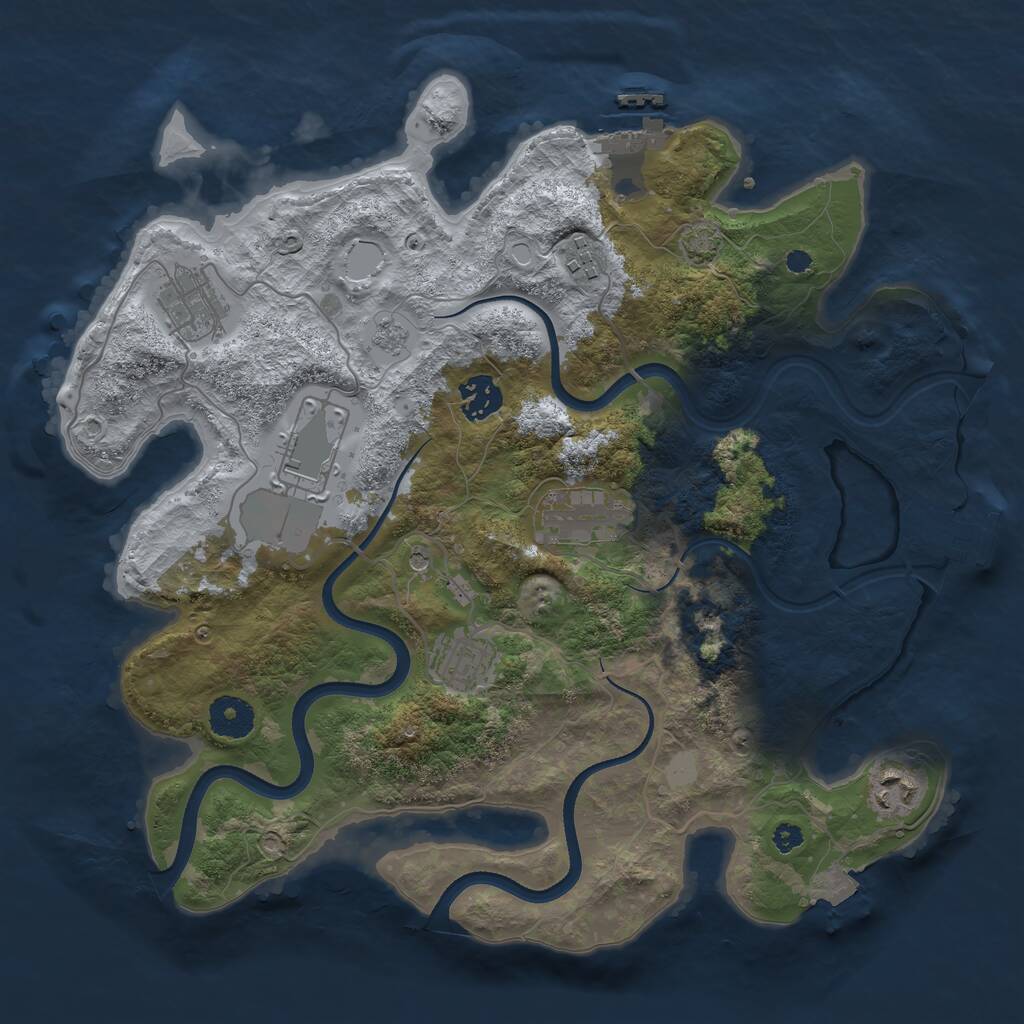 Rust Map: Procedural Map, Size: 3500, Seed: 889333518, 13 Monuments