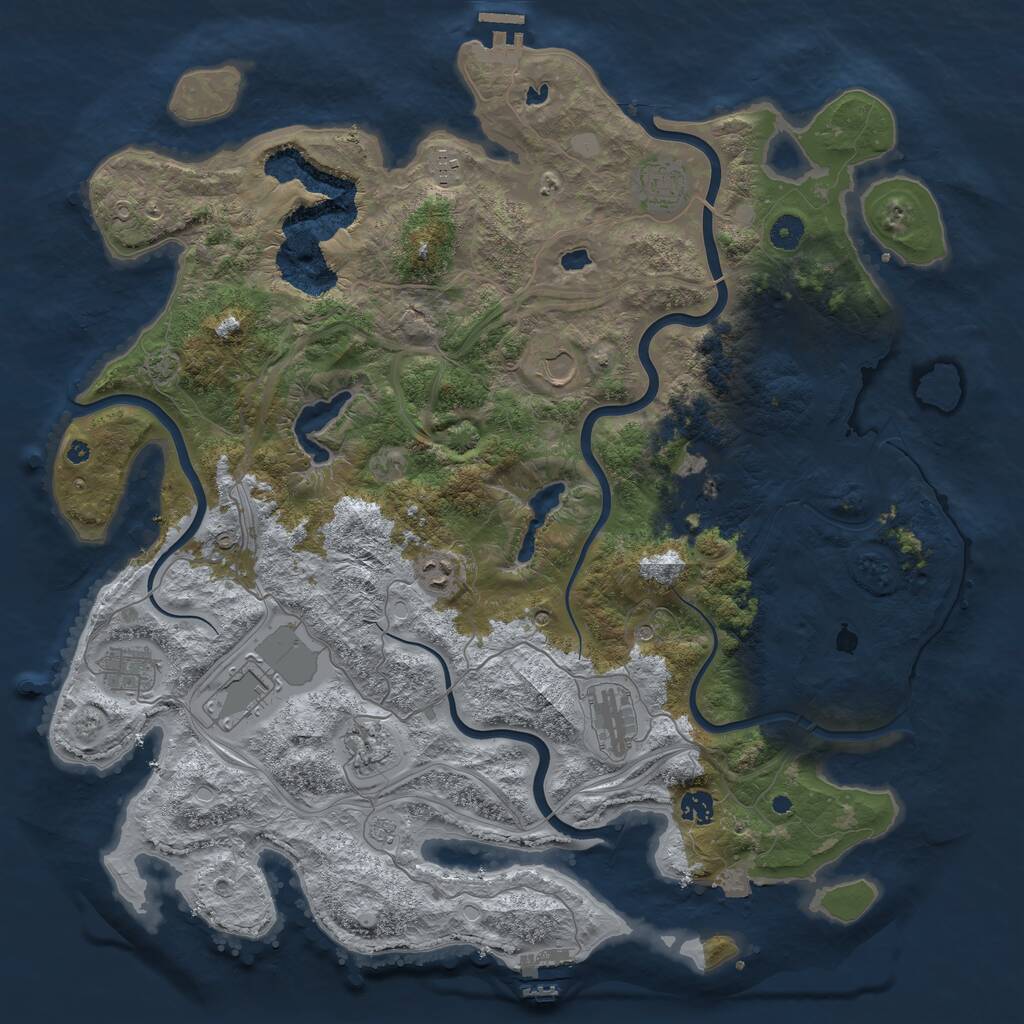 Rust Map: Procedural Map, Size: 4500, Seed: 666352669, 16 Monuments