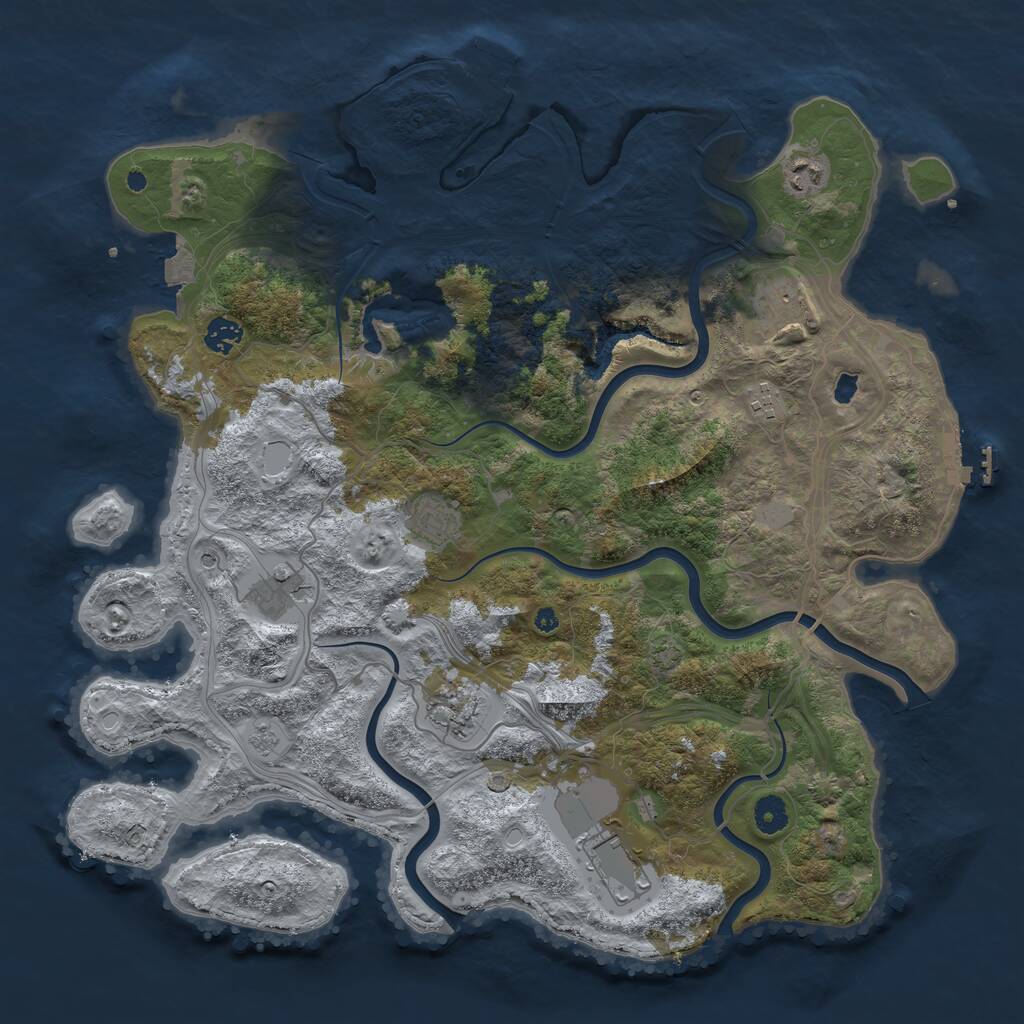 Rust Map: Procedural Map, Size: 4250, Seed: 1848809005, 14 Monuments