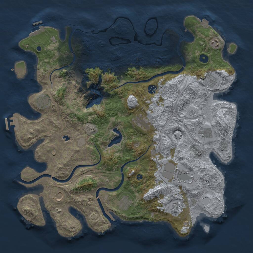 Rust Map: Procedural Map, Size: 4250, Seed: 1877848789, 17 Monuments