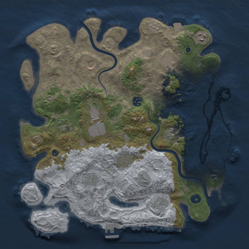 Rust Map: Procedural Map, Size: 3800, Seed: 1275334492, 16 Monuments