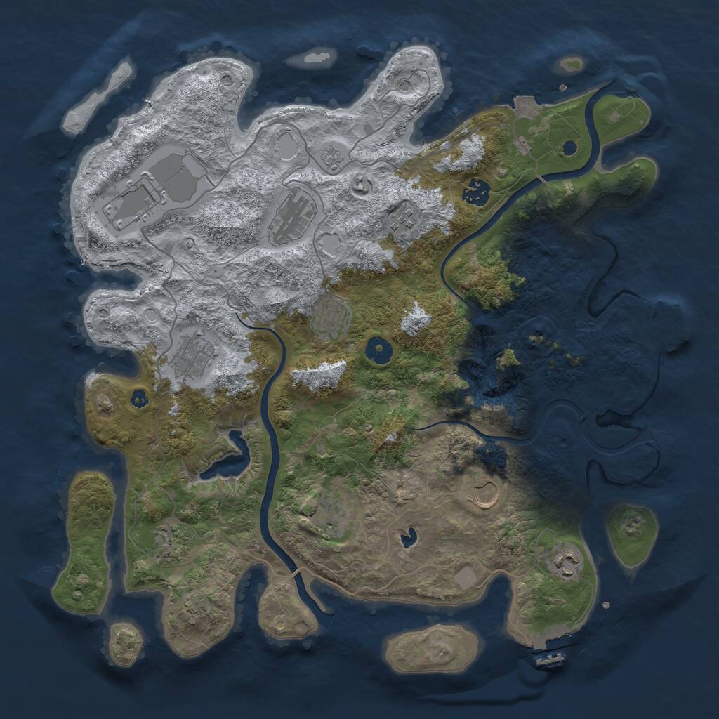 Rust Map: Procedural Map, Size: 4000, Seed: 1512512, 16 Monuments