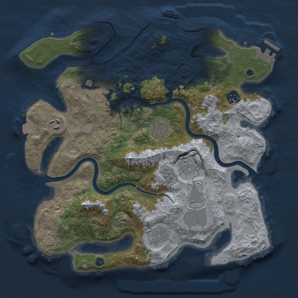 Rust Map: Procedural Map, Size: 3500, Seed: 1715363668, 14 Monuments
