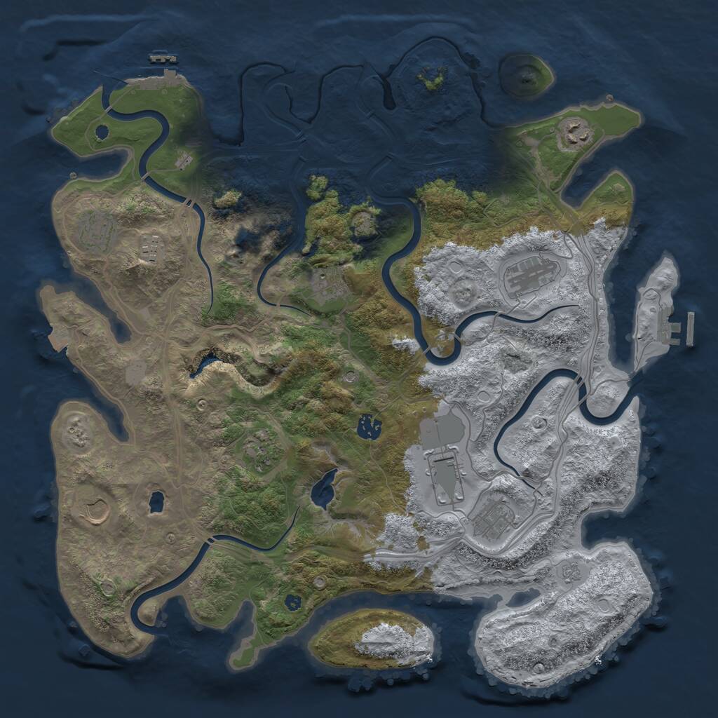 Rust Map: Procedural Map, Size: 4250, Seed: 472143253, 16 Monuments