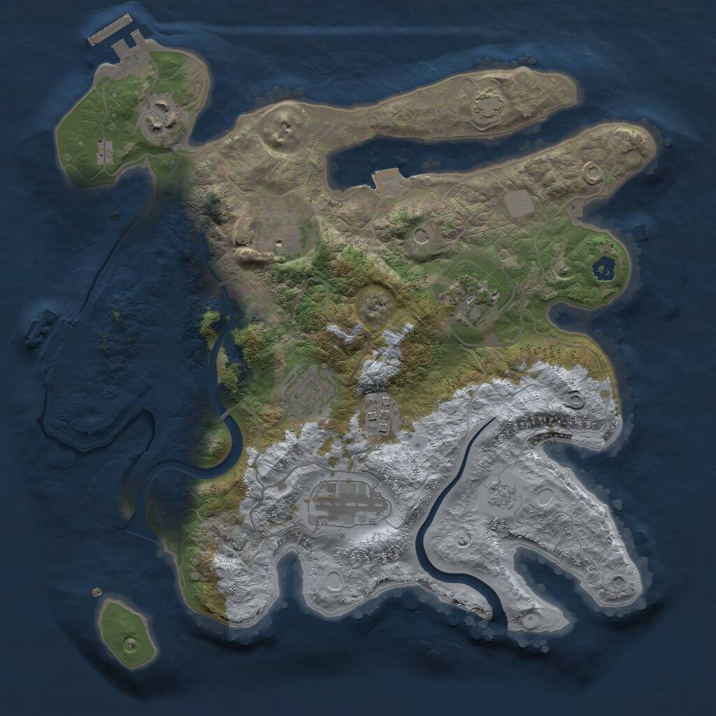 Rust Map: Procedural Map, Size: 3000, Seed: 533664458, 12 Monuments