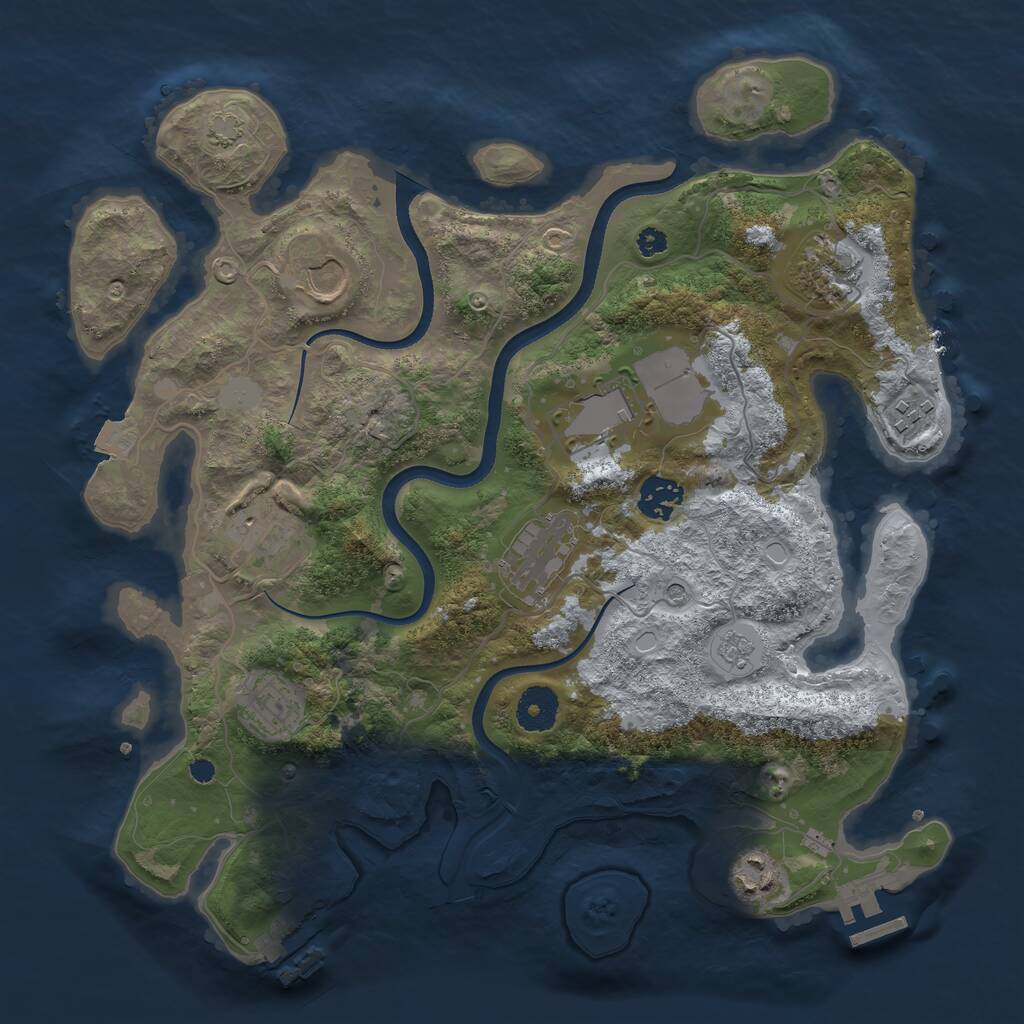 Rust Map: Procedural Map, Size: 3500, Seed: 182736, 15 Monuments