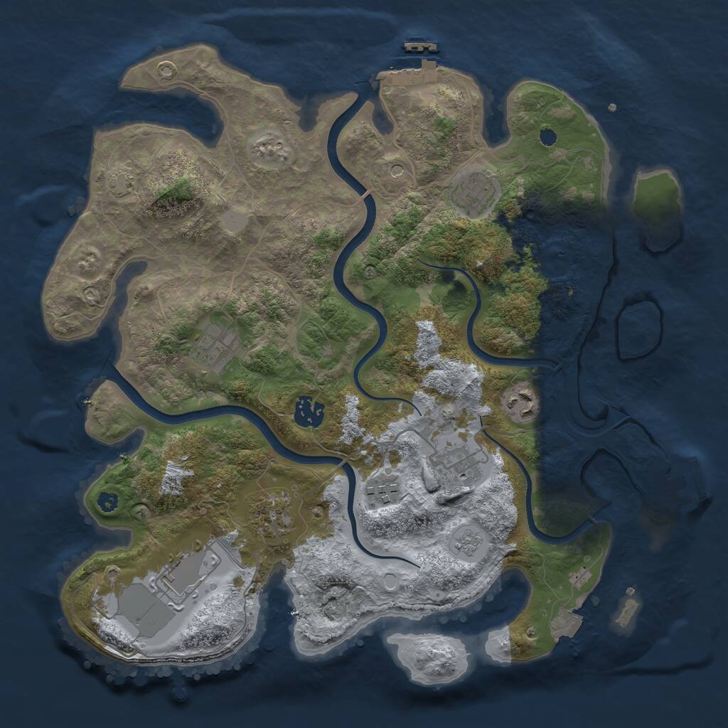 Rust Map: Procedural Map, Size: 3500, Seed: 1169375549, 14 Monuments