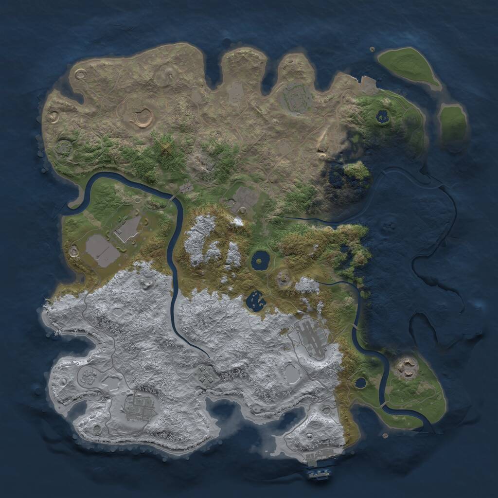 Rust Map: Procedural Map, Size: 3850, Seed: 38000, 16 Monuments